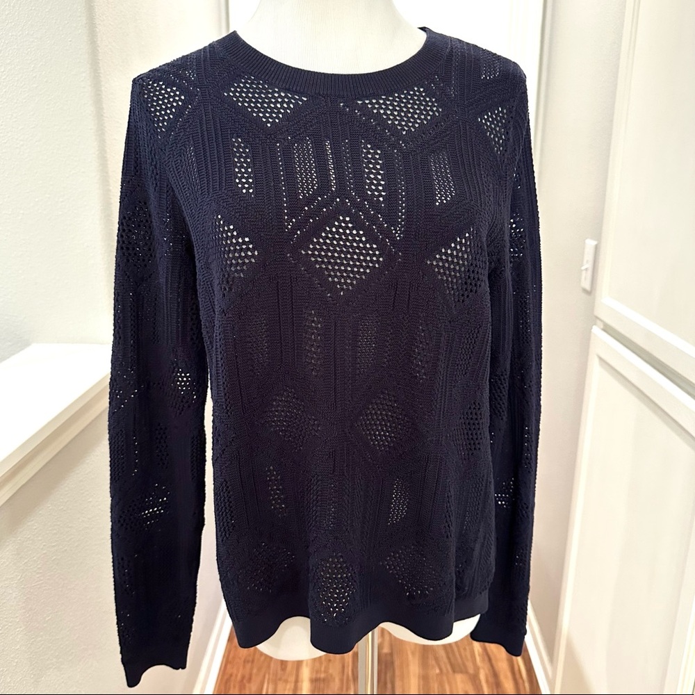LOFT Navy Open Stitch Sweater